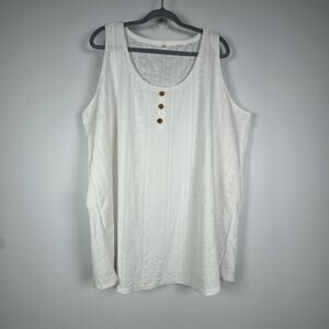 Eyelet Tank Top Size 4X Cottage Summer Casual